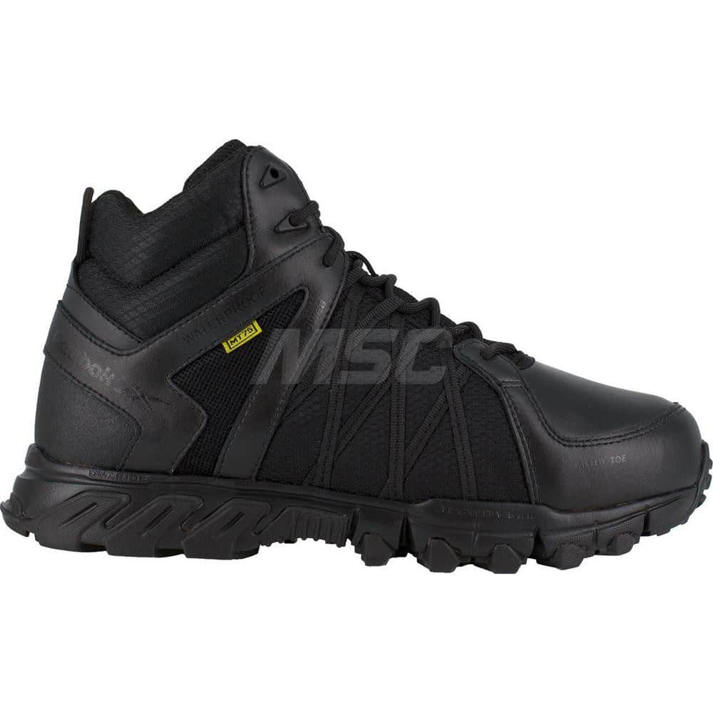 Work Boot: Size 12, Leather, Alloy Toe Black, Medium Width, Non-Slip Sole