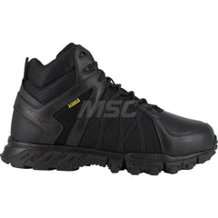 Work Boot: Size 9.5, Leather, Alloy Toe Black, Medium Width, Non-Slip Sole