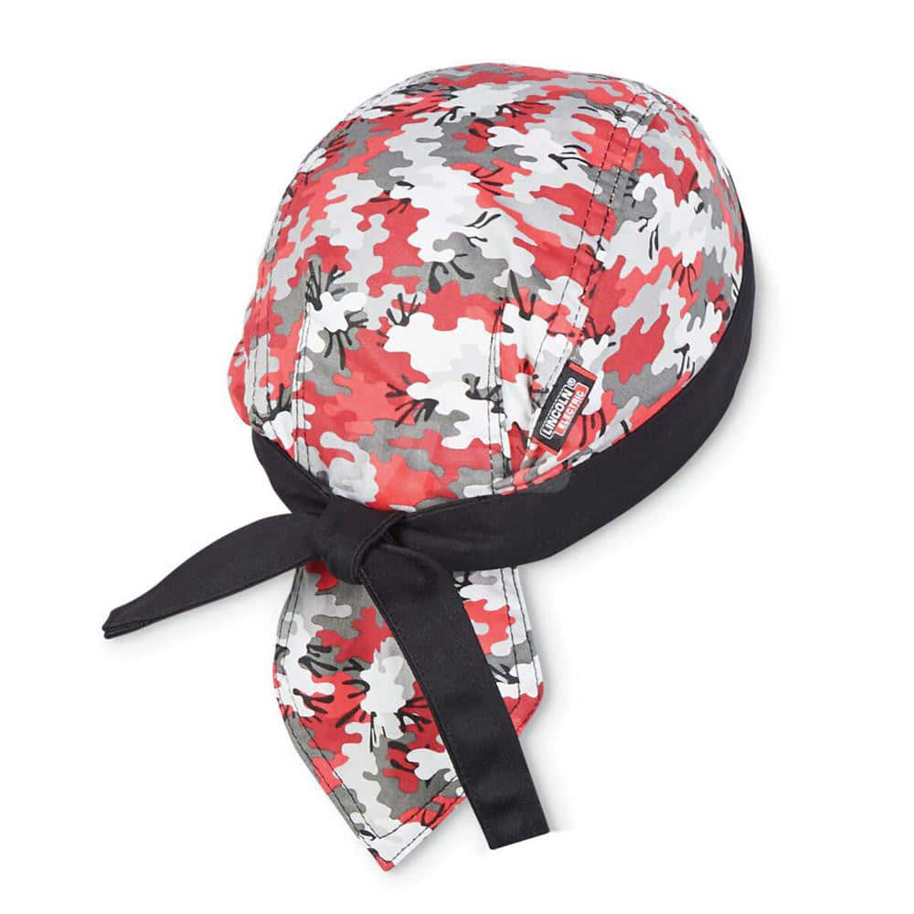 Cooling Bandana: Size Universal, Black, Red & Gray Camouflage, Cotton