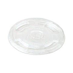 Cup Lid: Flat, PLA Compostable Plastic, Clear