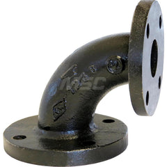 Black 90 ° Flanged Elbow: 3 x 2″, 125 psi, Threaded Cast Iron, Black Finish, Class 125