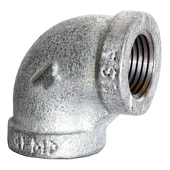 Black 90 ° Elbow: 1-1/2 x 3/4″, 150 psi, Threaded Malleable Iron, Galvanized Finish, Class 150