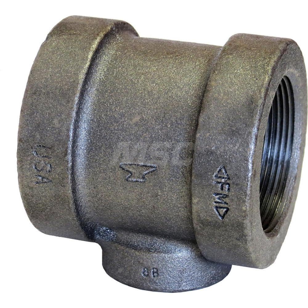 Black Tee: 2 x 3/4 x 1-1/2″, 125 psi, Threaded Cast Iron, Black Finish, Class 125