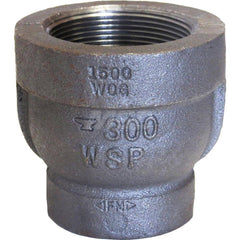 Black Reducing Coupling: 3/4 x 1/2″, 300 psi, Threaded Malleable Iron, Galvanized Finish, Class 300