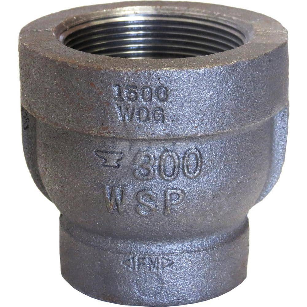 Black Reducing Coupling: 3/8 x 1/4″, 300 psi, Threaded Malleable Iron, Galvanized Finish, Class 300