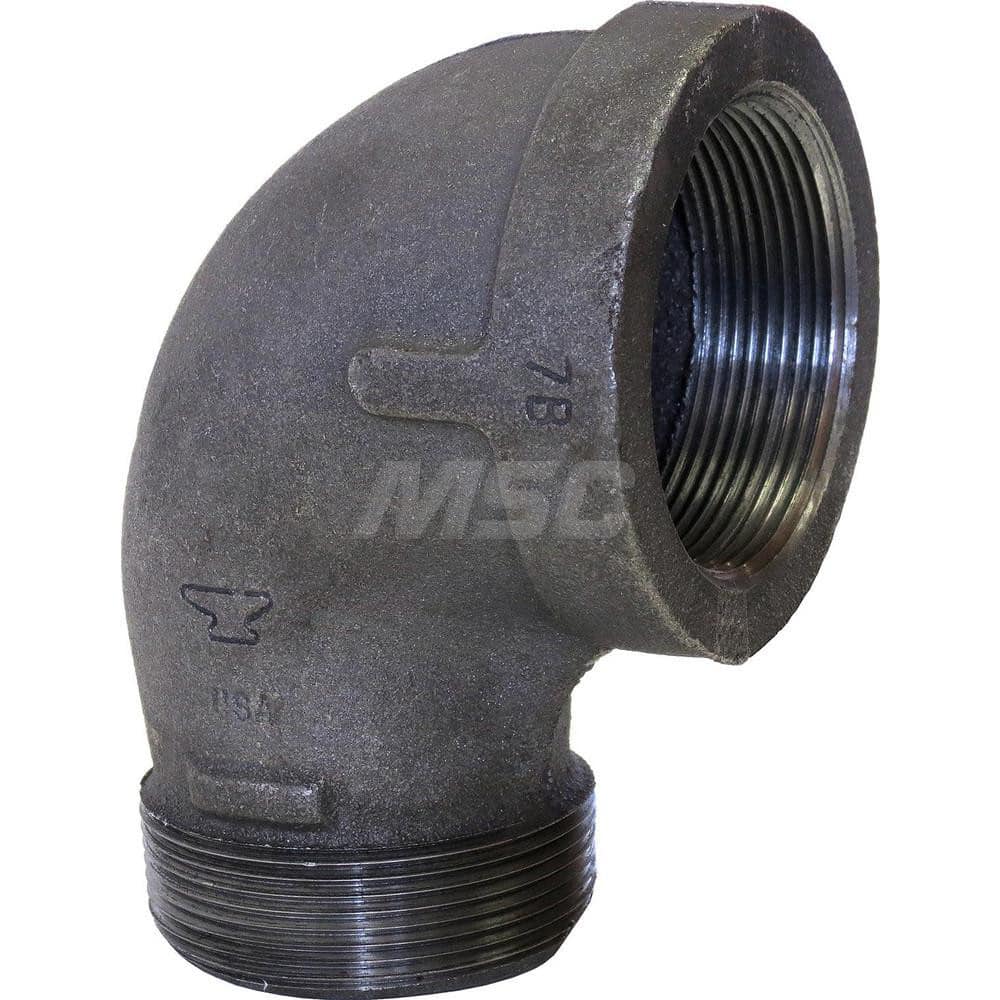 Black 90 ° Street Elbow: 1/2 x 3/8″, 150 psi, Threaded Malleable Iron, Galvanized Finish, Class 150