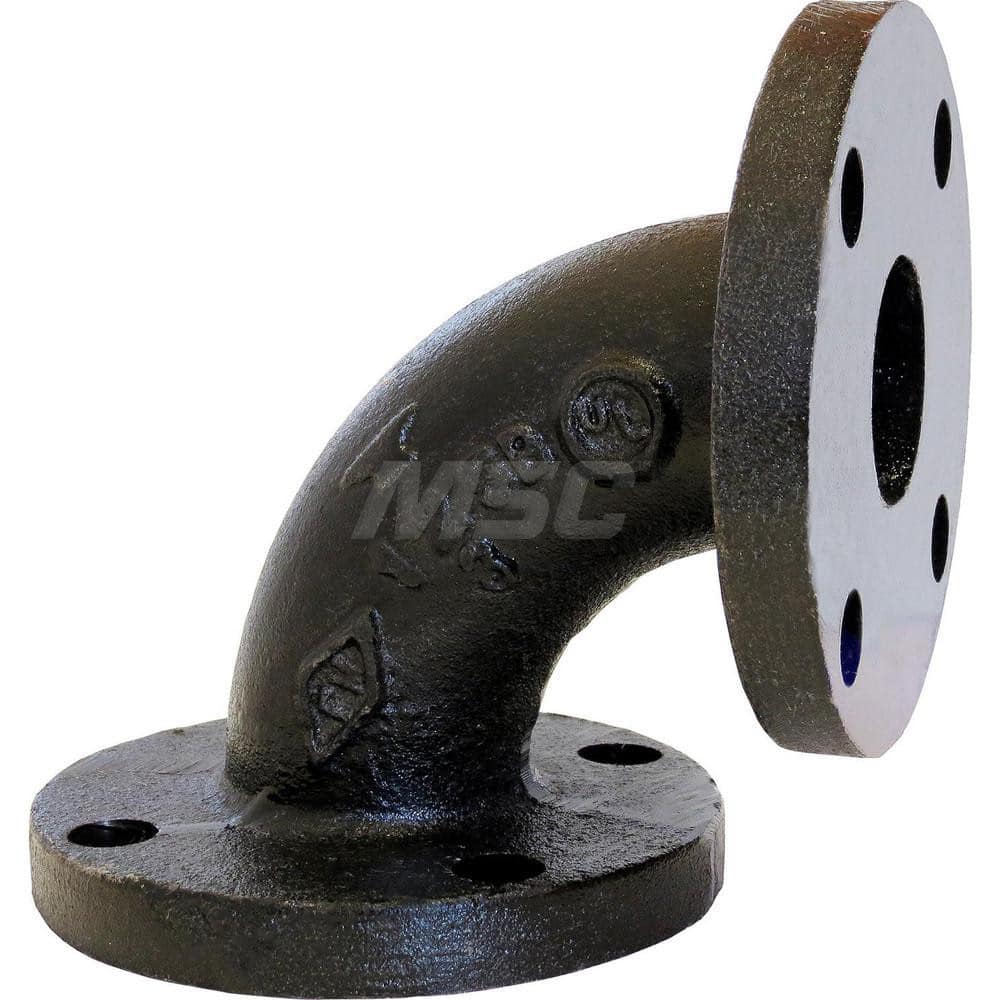 Black 90 ° Flanged Elbow: 6″, 125 psi, Threaded Cast Iron, Galvanized Finish, Class 125