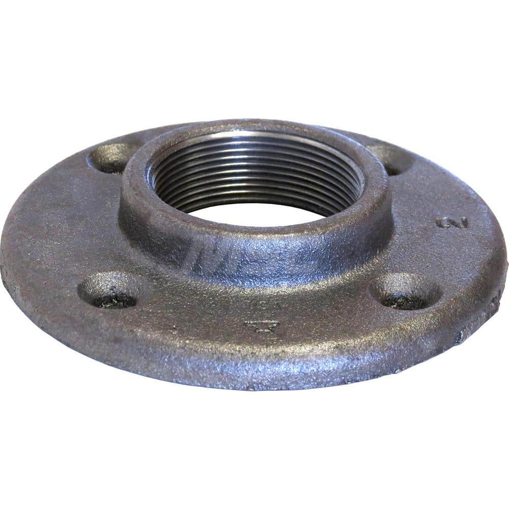 Black Floor Flange: 1-1/4″, 150 psi, Threaded Malleable Iron, Black Finish, Class 150