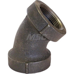 Black 45 ° Elbow: 1-1/2″, 0 psi, Threaded Cast Iron, Black Finish, Class 706