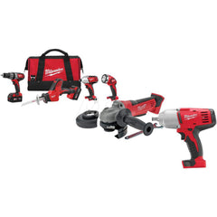 Cordless Tool Combination Kit: 18V 4.5 18V Cordless Cut-Off Grinder, M18 1/2″with Ring Cordless High Torque Impact Wrench,  Contractor Bag