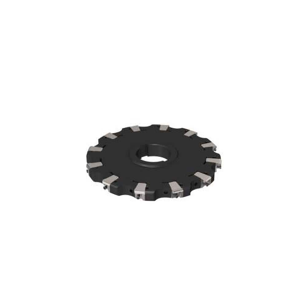 Indexable Slotting Cutter: 11.1 mm Cutting Width, 200 mm Cutter Dia, Arbor Hole Connection, 63.5 mm Depth of Cut, 50 mm Hole, Neutral Screw, Uses 12 XNHQ Inserts, 12 Teeth, Straight, Positive, Steel, Ni Finish