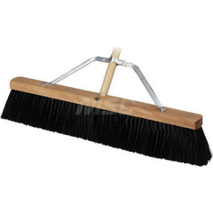 Push Broom: 18″ Wide, Polypropylene Bristle 3-3/4″ Bristle Length, Wood Block, Threaded Handle Connection, Handle Included