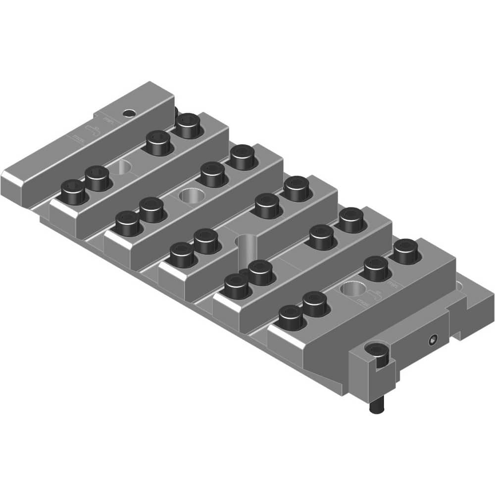 Swiss Gang Plates; Machine Compatibility: Tornos; For Use With: Tornos GT26B; Number of Stations: 5; Quick Change: Yes; Material: Alloy Steel; Station Size: 5x16mm; Additional Information: Only ARNO split-shank  ™FAST CHANGE ™ tool holders and fixed stops