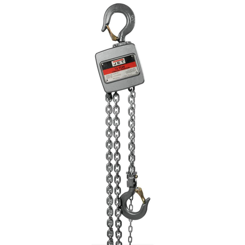 Manual Hoists-Chain, Rope & Strap; Hoist Type: Hand Chain Hoist with Overload Protection; Lift Mechanism: Chain; Work Load Limit: 0.50 Ton; Pull Capacity: 1100 lb; Maximum Lift Distance: 30 ft; Minimum Headroom: 10.4375 in