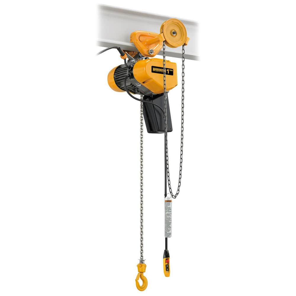 Electric Hoists; Work Load Limit: 1 TON; Controller: Pendant; Mount Type: Geared Trolley; Brake Type: Load; Lifting Speed: 17 ft/min