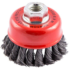 Norton - 3-1/2" Diam 5/8-11 Threaded Arbor Carbon Steel Fill Cup Brush - Benchmark Tooling