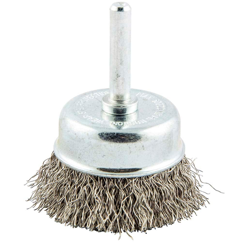 Norton - 2" Diam 1/4" Shank Stainless Steel Fill Cup Brush - Benchmark Tooling