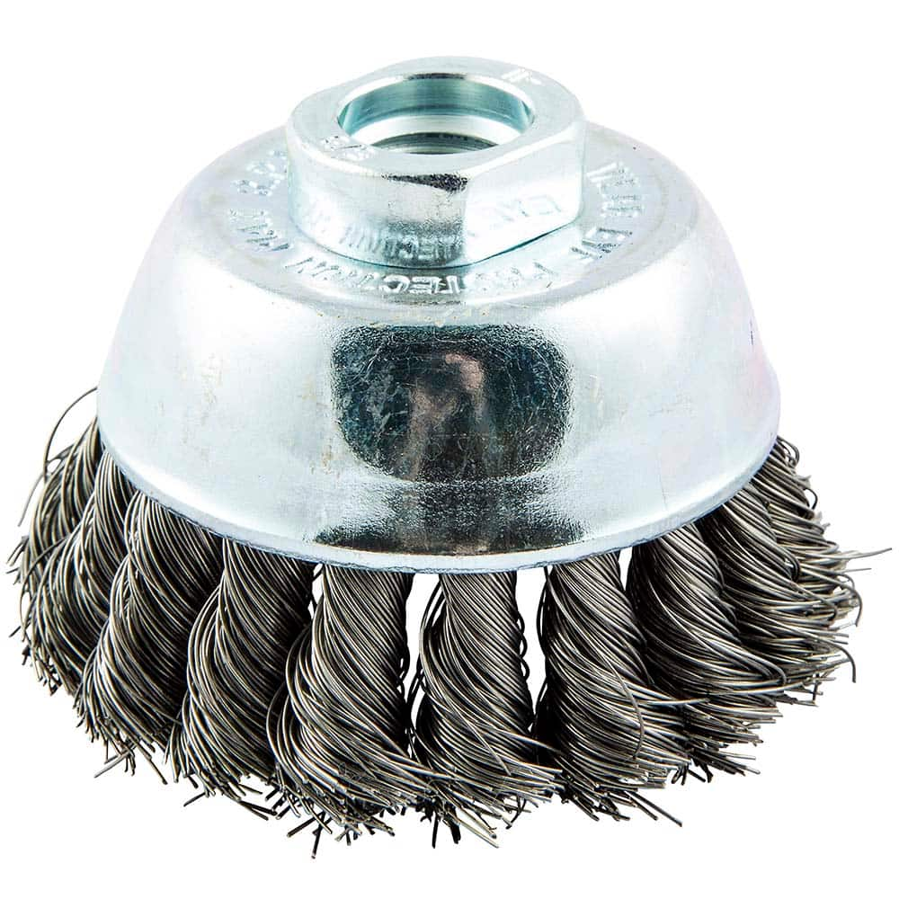 Norton - 2-3/4" Diam 5/8-11 Threaded Arbor Carbon Steel Fill Cup Brush - Benchmark Tooling