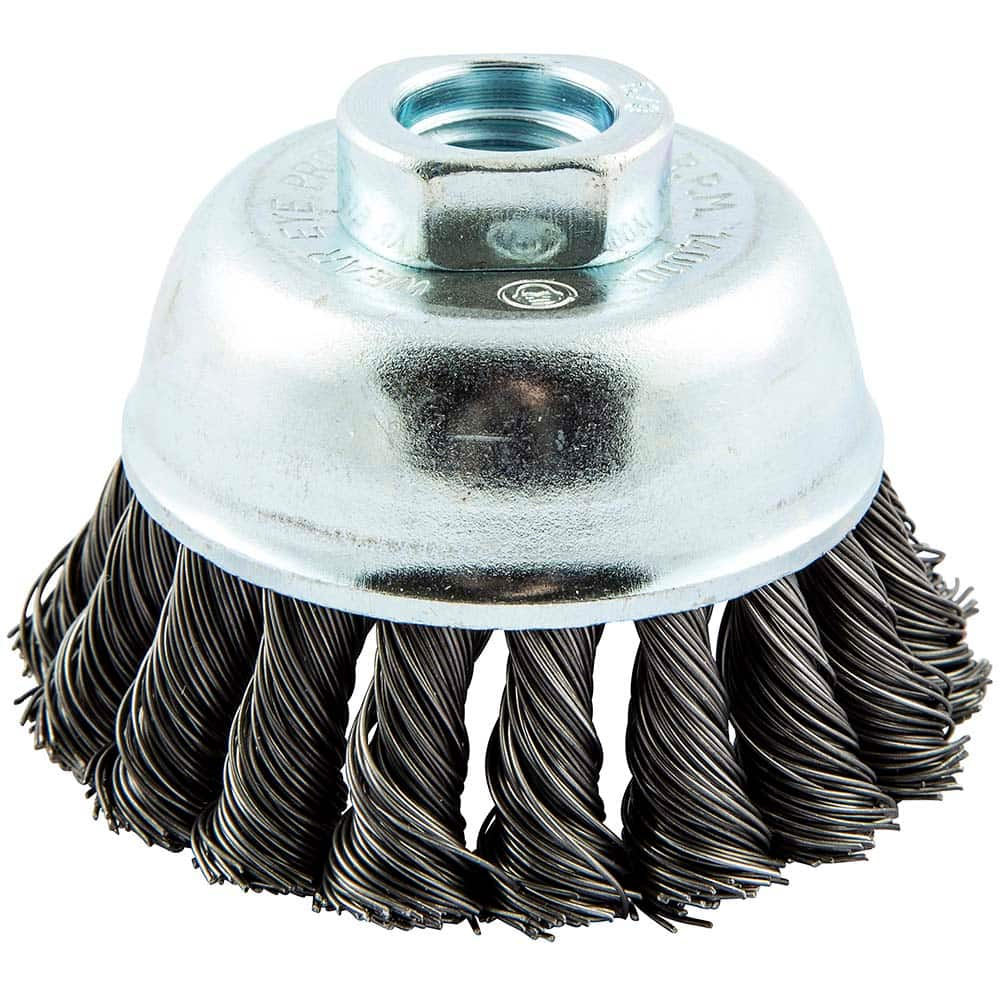 Norton - 3" Diam 5/8-11 Threaded Arbor Carbon Steel Fill Cup Brush - Benchmark Tooling