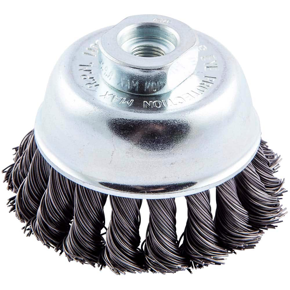 Norton - 2-3/4" Diam 3/8-24 Threaded Arbor Carbon Steel Fill Cup Brush - Benchmark Tooling