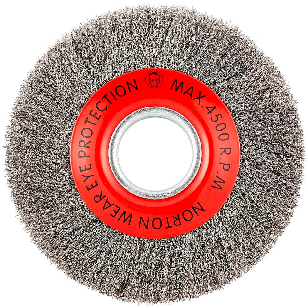 Norton - 8" OD, 2" Arbor Hole, Crimped Carbon Wheel Brush - Benchmark Tooling