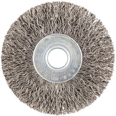 Norton - 3" OD, 1/2" Arbor Hole, Crimped Carbon Wheel Brush - Benchmark Tooling