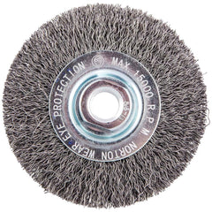 Norton - 4" OD, 5/8-11 Arbor Hole, Crimped Carbon Wheel Brush - Benchmark Tooling