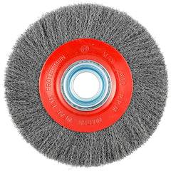 Norton - 8" OD, 1-1/4" Arbor Hole, Crimped Carbon Wheel Brush - Benchmark Tooling