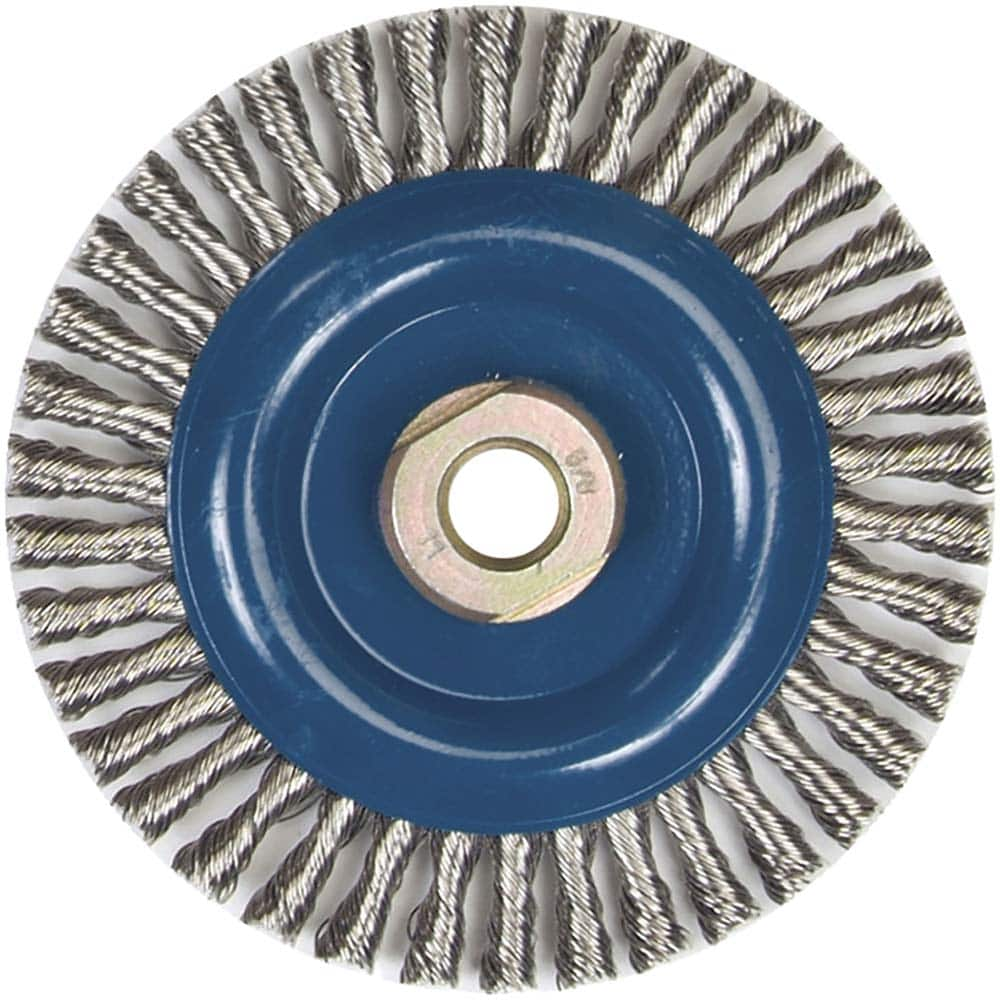 Norton - 5" OD, 5/8-11 Arbor Hole, Stringer Bead Stainless Steel Wheel Brush - Benchmark Tooling