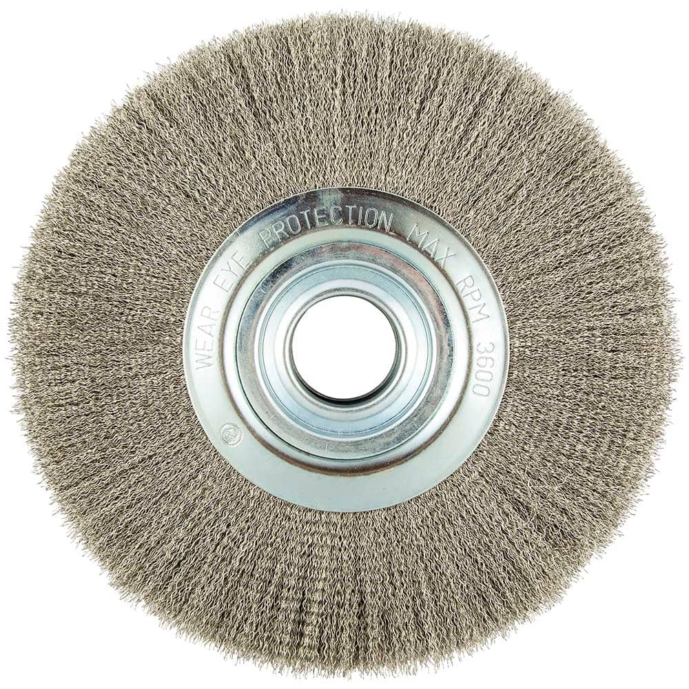 Norton - 12" OD, 2" Arbor Hole, Crimped Carbon Wheel Brush - Benchmark Tooling