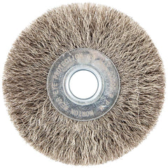 Norton - 3" OD, 1/2" Arbor Hole, Crimped Stainless Steel Wheel Brush - Benchmark Tooling