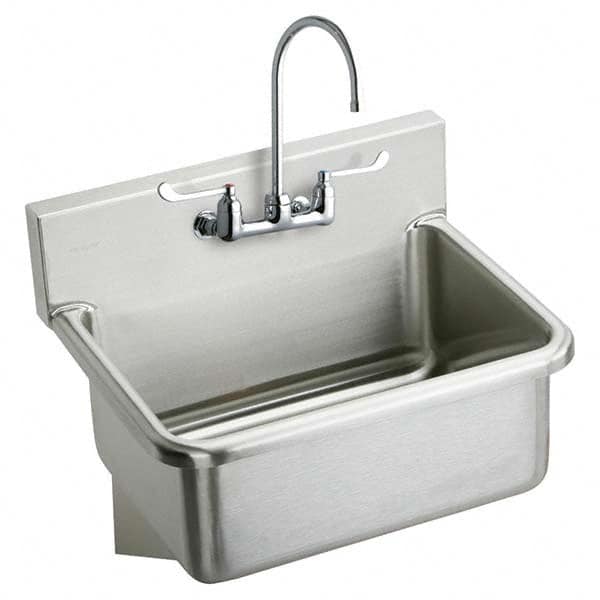 ELKAY - Stainless Steel Sinks Type: Hand Sink Wall Mount w/Manual Faucet Outside Length: 25 (Inch) - Benchmark Tooling