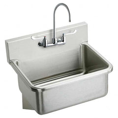 ELKAY - Stainless Steel Sinks Type: Hand Sink Wall Mount w/Manual Faucet Outside Length: 25 (Inch) - Benchmark Tooling