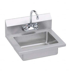 ELKAY - Stainless Steel Sinks Type: Hand Sink Wall Mount w/Manual Faucet Outside Length: 18 (Inch) - Benchmark Tooling