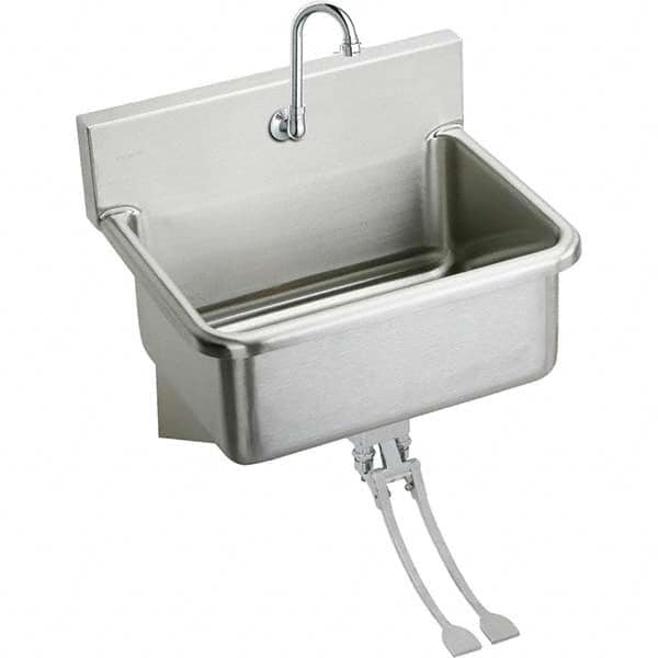 ELKAY - Stainless Steel Sinks Type: Hand Sink Wall Mount w/Double Knee Valve Outside Length: 25 (Inch) - Benchmark Tooling