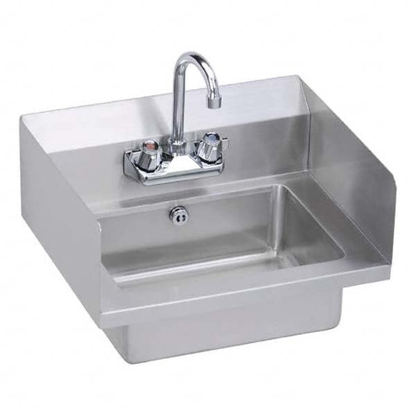 ELKAY - Stainless Steel Sinks Type: Hand Sink Wall Mount w/Manual Faucet Outside Length: 18 (Inch) - Benchmark Tooling