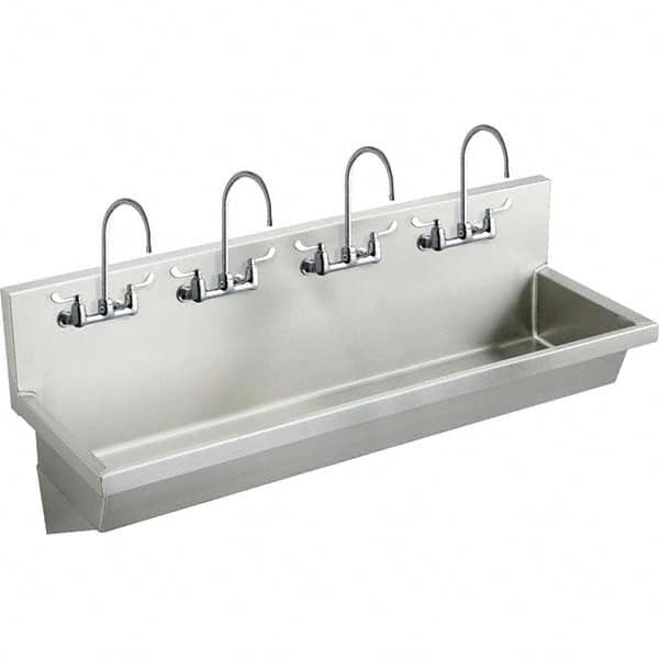 ELKAY - Stainless Steel Sinks Type: (4) Person Wash-Station w/Manual Faucet Outside Length: 96 (Inch) - Benchmark Tooling