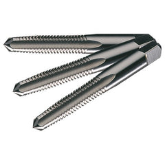 M16x2.0 Flute Carbon Steel Standard Taper, Plug, and Bottoming Hand Tap Set- Bright - Exact Industrial Supply