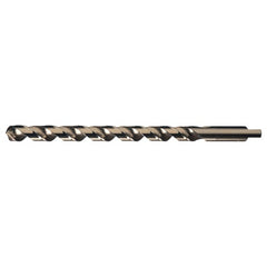 1/8 RHS / RHC HSS-CO 8% (M42) 118 Degree Notched Point Cobalt Heavy Duty Taper Length Drill - Straw / Gold Oxide - Exact Industrial Supply