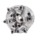 6-Jaw SET-TRU Forged Steel Body Scroll Chuck with Two-Piece Hard Reversible Jaws, Plain Back, 8" - Benchmark Tooling