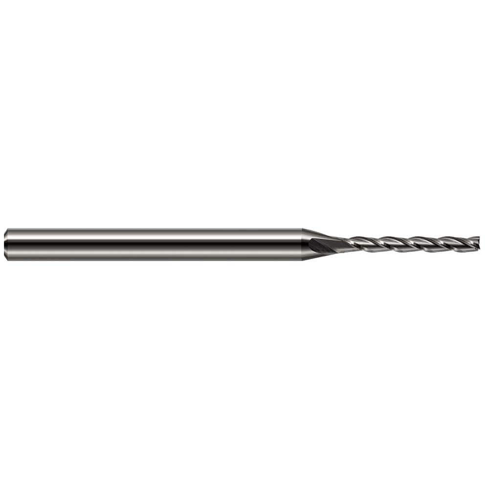 Square End Mill: 5/64'' Dia, 0.55'' LOC, 1/8'' Shank Dia, 2-1/2'' OAL, 3 Flutes, Solid Carbide Single End, Uncoated, 30 ° Helix, Centercutting, RH Cut, RH Flute