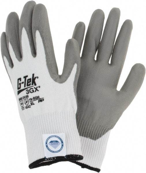 PIP - Size XL, ANSI Cut Lvl A4, Cut Resistant Gloves - Palm & Fingers Coated, White/Gray - Benchmark Tooling