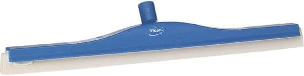 Vikan - 24" Foam Rubber Blade Floor Squeegee - Double Edge, Blue, Plastic Holder - Benchmark Tooling