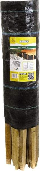 Tenax - 100' Long" x 24" High Silt Fence - Black Woven Polypropylene, For Erosion Control - Benchmark Tooling