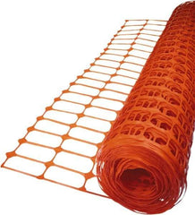 Tenax - 50' Long x 4' High, Orange Temporary Warning Barrier Fence - 3-1/2" x 1-1/2" Mesh - Benchmark Tooling