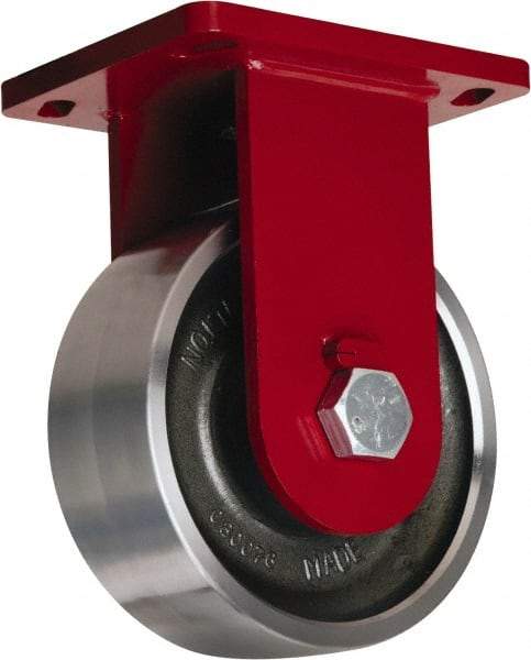Hamilton - 6" Diam x 3" Wide x 8-1/2" OAH Top Plate Mount Rigid Caster - Forged Steel, 10,000 Lb Capacity, Tapered Roller Bearing, 6-1/2 x 7-1/2" Plate - Benchmark Tooling