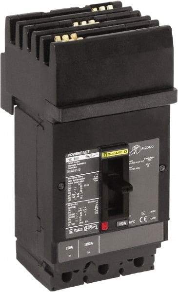 Square D - 15 Amp, 600 VAC, 3 Pole, Plug In Molded Case Circuit Breaker - Thermal Magnetic Trip, Multiple Breaking Capacity Ratings, 14-3/0 AWG - Benchmark Tooling