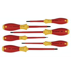 Wiha - 6 Piece Slotted, Phillips & Square Screwdriver Set - Bit Sizes: Philips #1 & #2, Comes in Vinyl Pouch - Benchmark Tooling