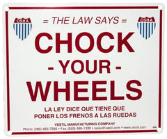 Vestil - "Chock Your Wheels", Aluminum Safety Sign - Use for Accident Prevention - Benchmark Tooling