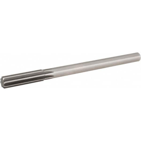 Hertel - 0.704" High Speed Steel 8 Flute Chucking Reamer - Straight Flute, 9/16" Straight Shank, 2-1/4" Flute Length, 9" OAL - Benchmark Tooling